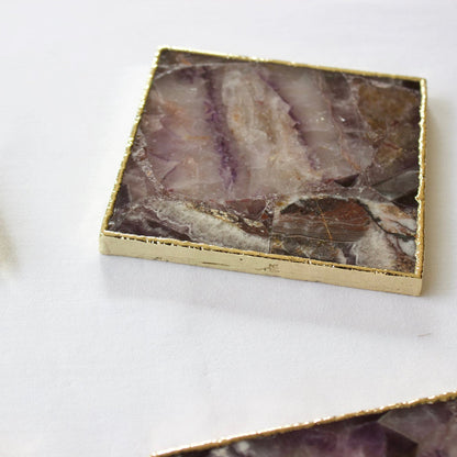 Amethyst Agate - Set of 4 Large Square Coasters | Personalised Momentos