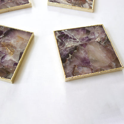Amethyst Agate - Set of 4 Large Square Coasters | Personalised Momentos