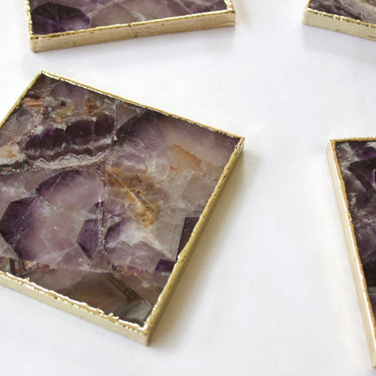Amethyst Agate - Set of 4 Large Square Coasters | Personalised Momentos