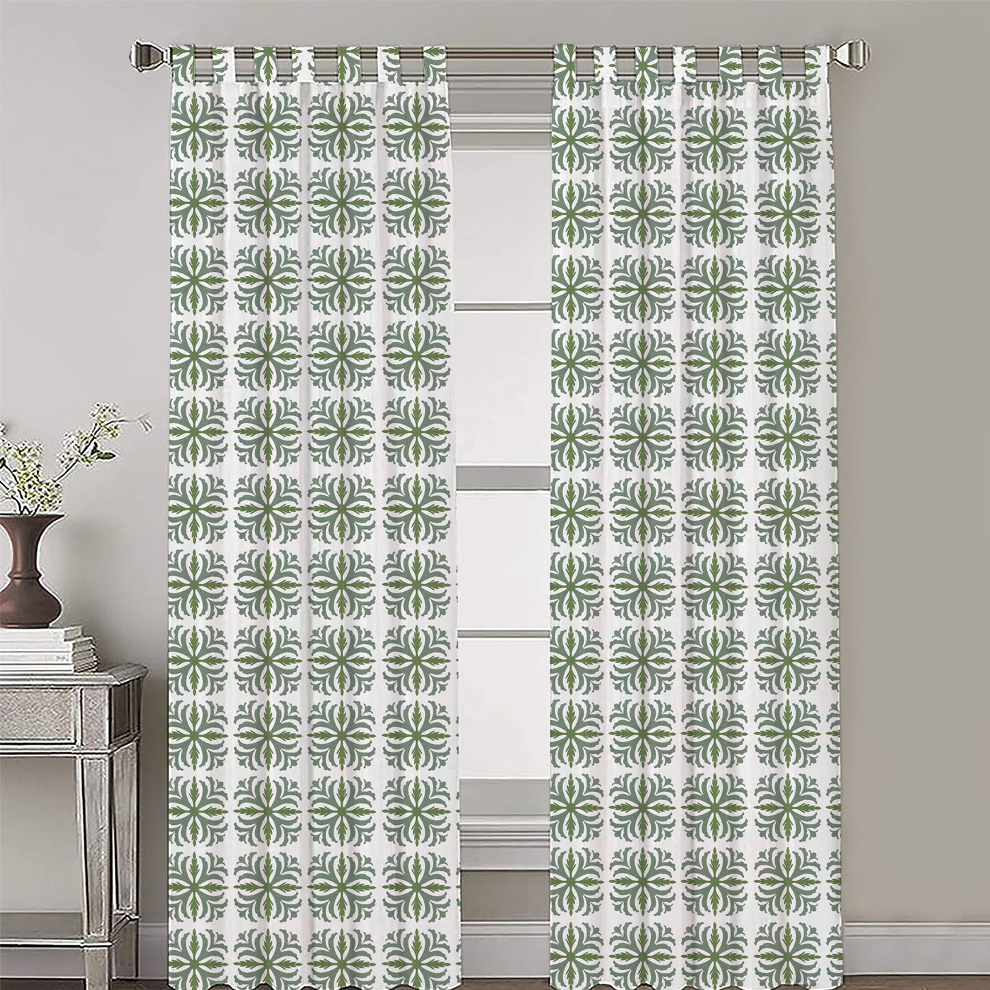 Anastasia - Set of 2 Panels Crewel Embroidered Curtains | Linen Cotton Mix | Fully Embroidered | Lined