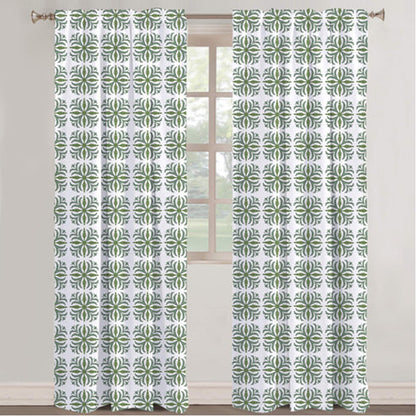 Anastasia - Set of 2 Panels Crewel Embroidered Curtains | Linen Cotton Mix | Fully Embroidered | Lined
