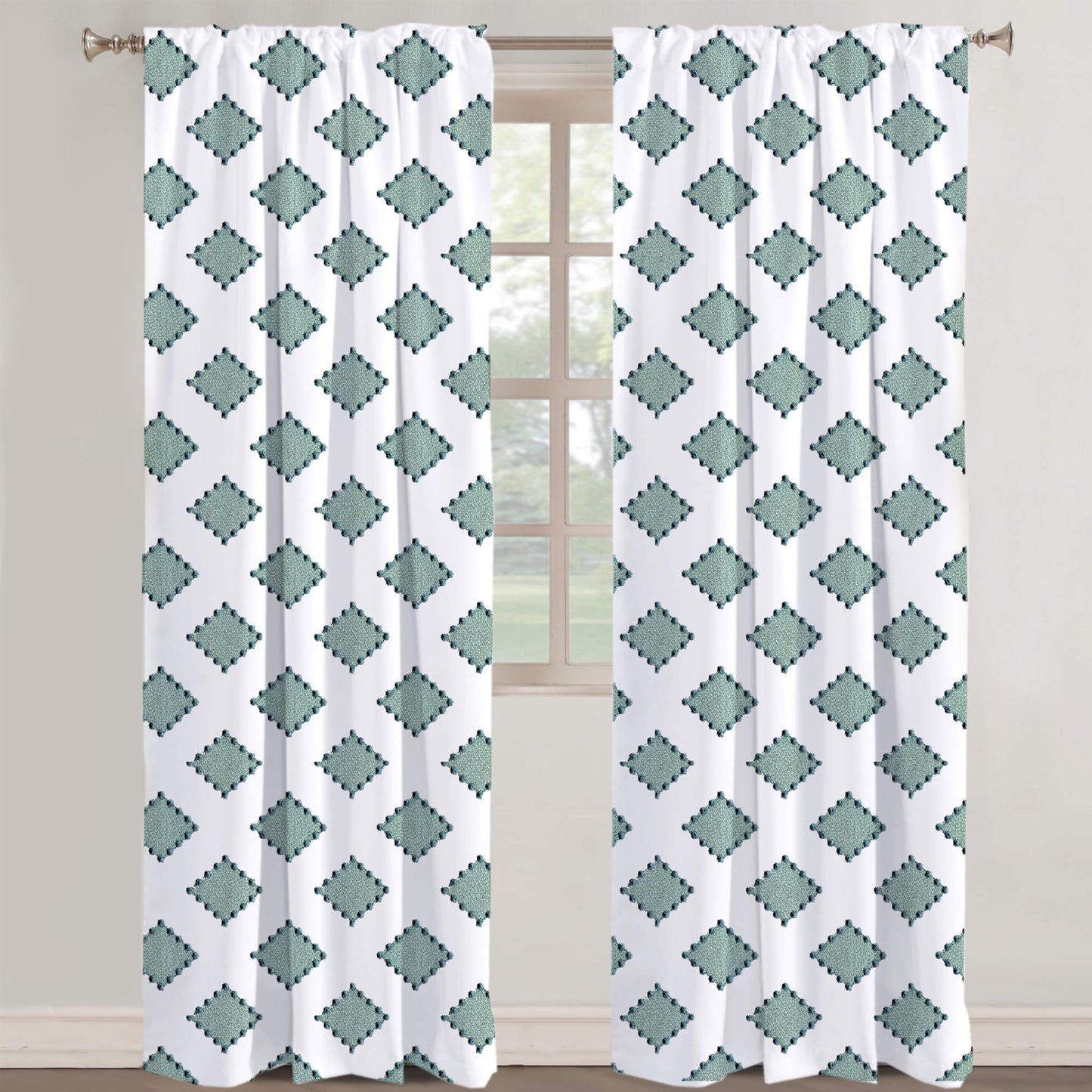 Anna - Set of 2 Panels Crewel Embroidered Curtains | Linen Cotton Mix | Fully Embroidered | Lined