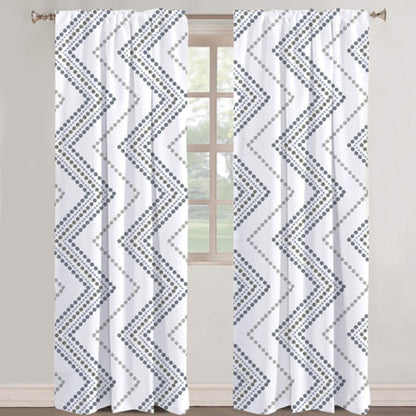 Azura - Set of 2 Panels Crewel Embroidered Curtains | Linen Cotton Mix | Fully Embroidered | Lined