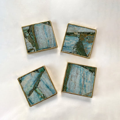 Blue-Green Composite Agate - Set of 4 Large Square Coasters | Personalised Momentos