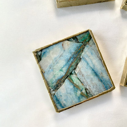 Blue-Green Composite Agate - Set of 4 Large Square Coasters | Personalised Momentos