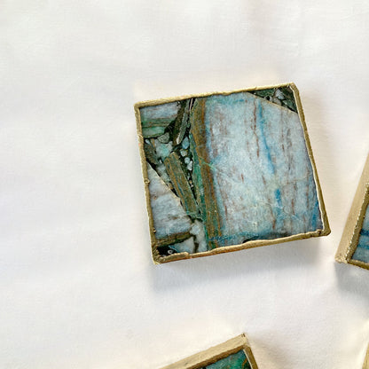 Blue-Green Composite Agate - Set of 4 Large Square Coasters | Personalised Momentos