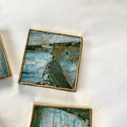 Blue-Green Composite Agate - Set of 4 Large Square Coasters | Personalised Momentos