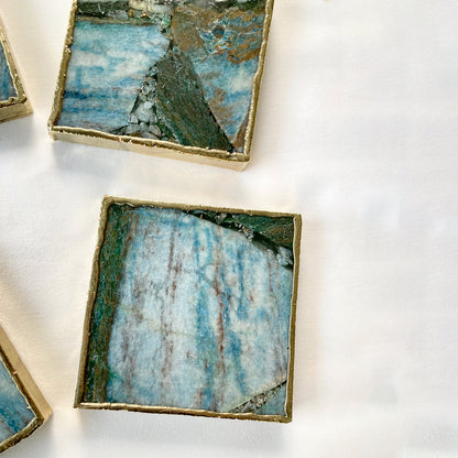 Blue-Green Composite Agate - Set of 4 Large Square Coasters | Personalised Momentos
