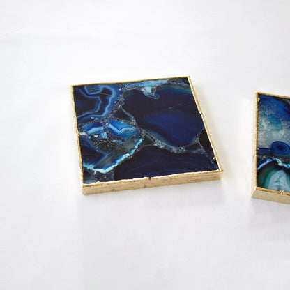 Blue Agate - Set of 4 Large Square Coasters | Personalised Momentos