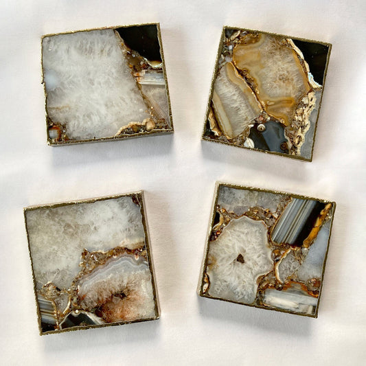 Brown-White Composite Agate - Set of 4 Large Square Coasters | Personalised Momentos