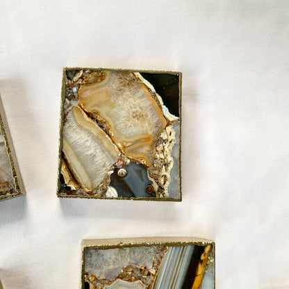 Brown-White Composite Agate - Set of 4 Large Square Coasters | Personalised Momentos