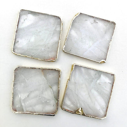 Clear Quartz/Gemstone/Semi-precious stone/Agate - Set of 4 large coasters/Personalised Momentos