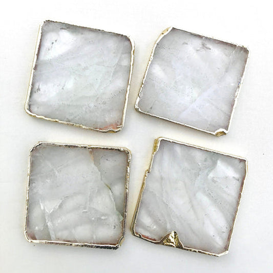 Clear Quartz/Gemstone/Semi-precious stone/Agate - Set of 4 large coasters/Personalised Momentos