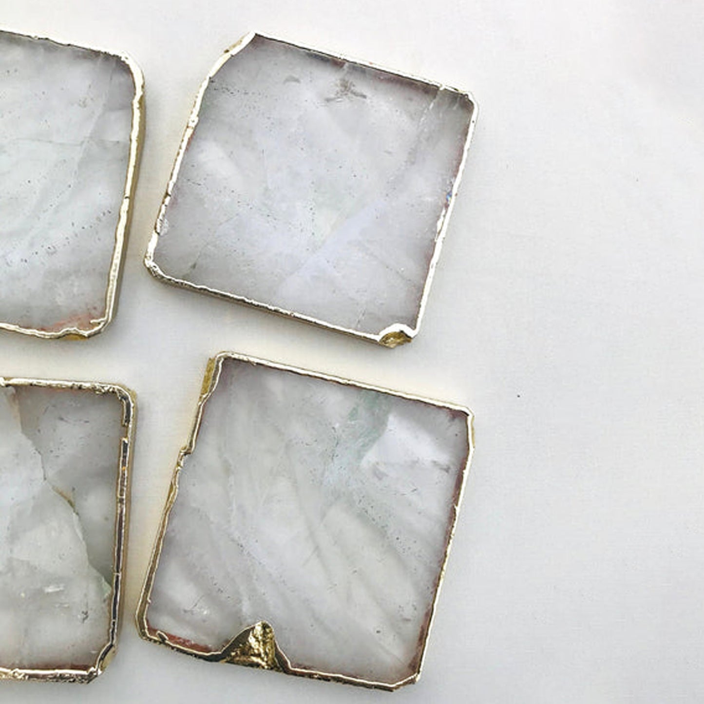 Clear Quartz/Gemstone/Semi-precious stone/Agate - Set of 4 large coasters/Personalised Momentos