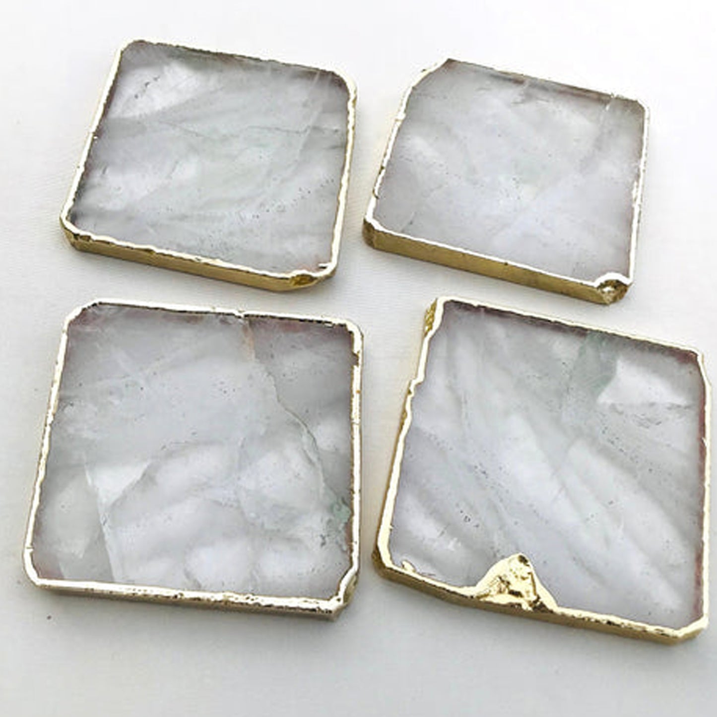Clear Quartz/Gemstone/Semi-precious stone/Agate - Set of 4 large coasters/Personalised Momentos