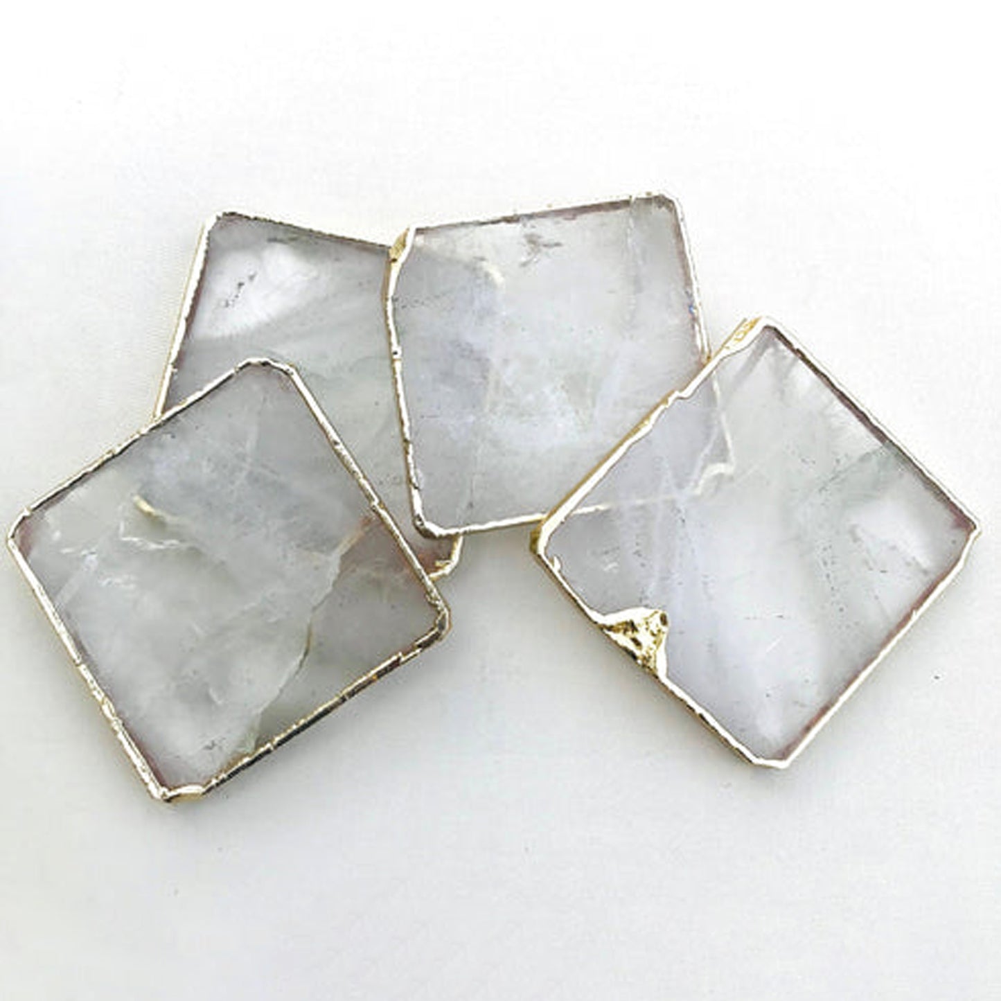 Clear Quartz/Gemstone/Semi-precious stone/Agate - Set of 4 large coasters/Personalised Momentos