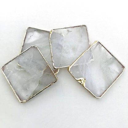 Clear Quartz/Gemstone/Semi-precious stone/Agate - Set of 4 large coasters/Personalised Momentos