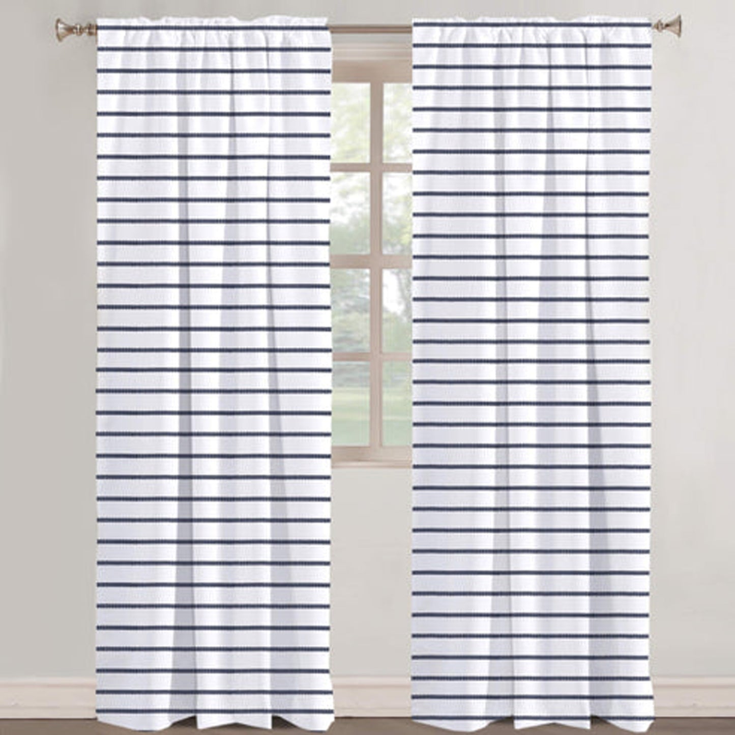 Daphne - Set of 2 Panels Crewel Embroidered Curtains | Linen Cotton Mix | Fully Embroidered | Lined