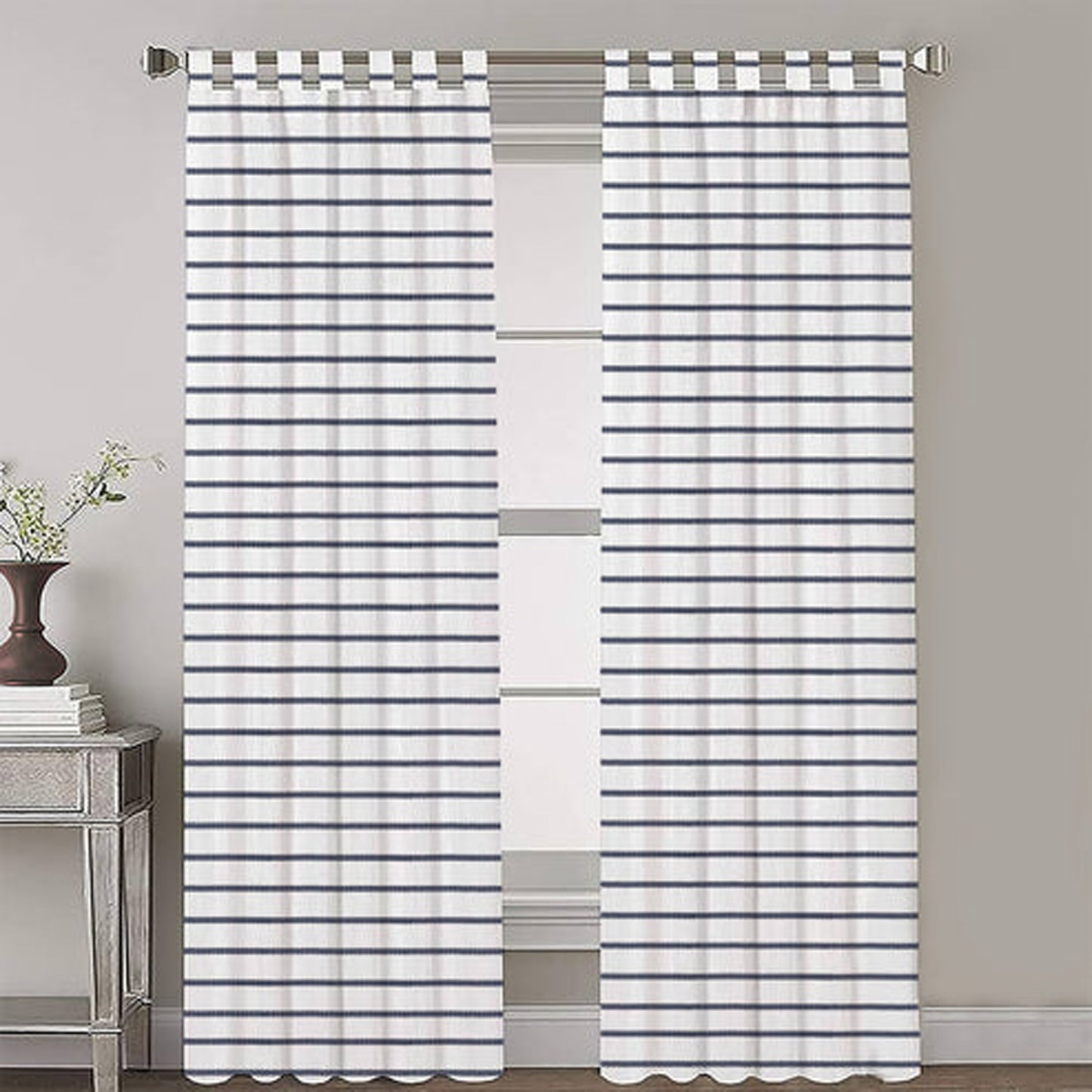 Daphne - Set of 2 Panels Crewel Embroidered Curtains | Linen Cotton Mix | Fully Embroidered | Lined