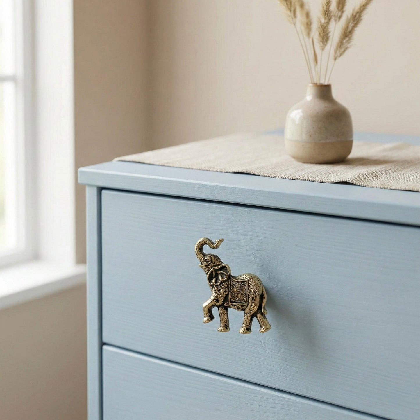Antique Brass Elephant Drawer Knobs