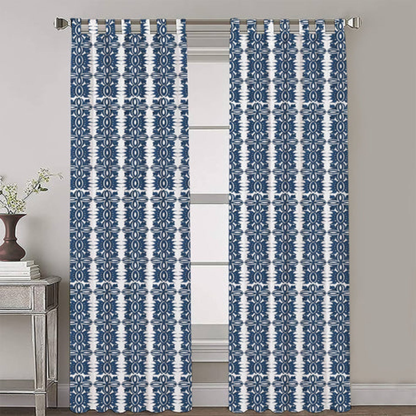 Elektra - Set of 2 Panels Crewel Embroidered Curtains | Linen Cotton Mix | Fully Embroidered | Lined