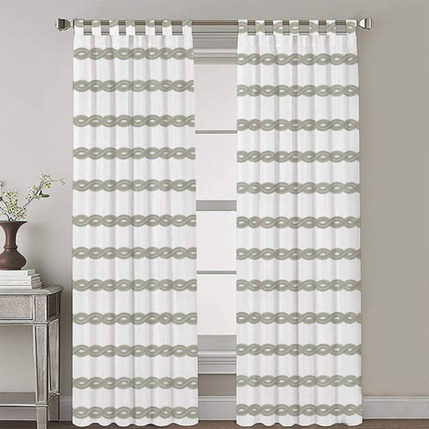 Eleni - Set of 2 Panels Crewel Embroidered Curtains | Linen Cotton Mix | Fully Embroidered | Lined