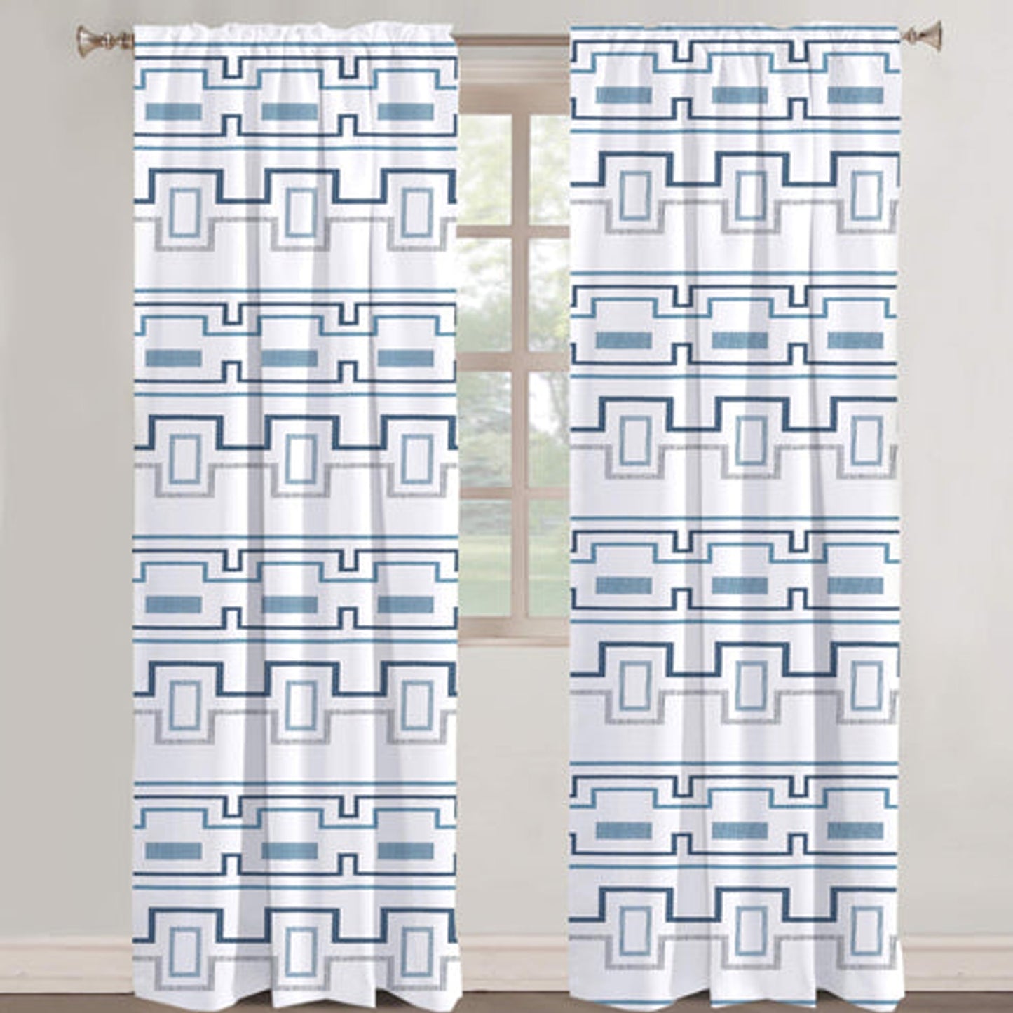 Elowen - Set of 2 Panels Crewel Embroidered Curtains | Linen Cotton Mix | Fully Embroidered | Lined