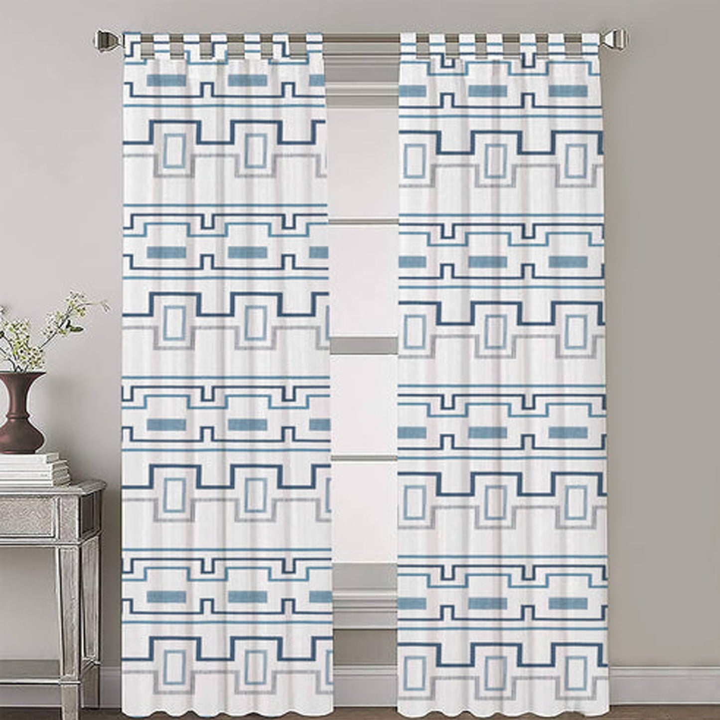 Elowen - Set of 2 Panels Crewel Embroidered Curtains | Linen Cotton Mix | Fully Embroidered | Lined