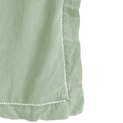 Embroidered Edge Sage Green 100% Pure Linen | Linen Cotton Mix | 3 Piece Duvet Cover Set | 4 Piece Sheet Set | Handmade | Pre-washed | Soft
