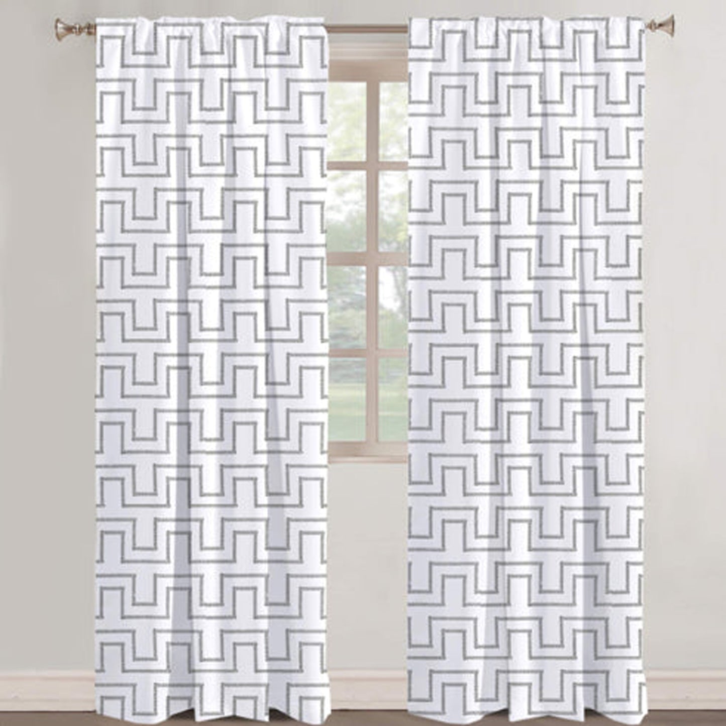 Fiora - Set of 2 Panels Crewel Embroidered Curtains | Linen Cotton Mix | Fully Embroidered | Lined