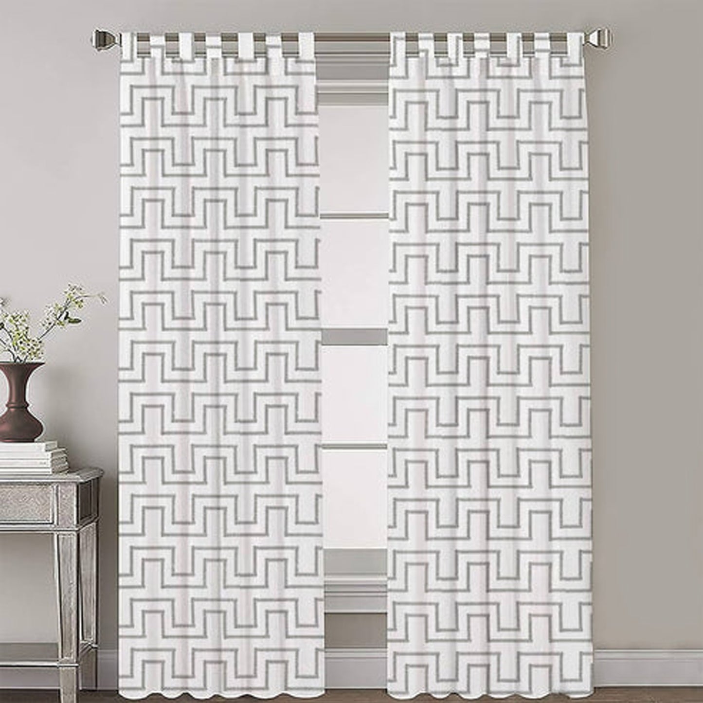 Fiora - Set of 2 Panels Crewel Embroidered Curtains | Linen Cotton Mix | Fully Embroidered | Lined