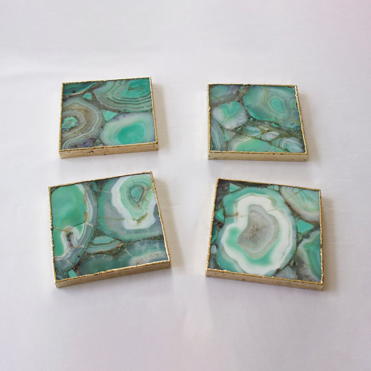 Green Agate - Set of 4 Large Square Coasters | Personalised Momentos
