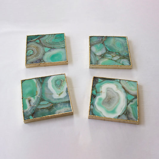 Green Agate - Set of 4 Large Square Coasters | Personalised Momentos