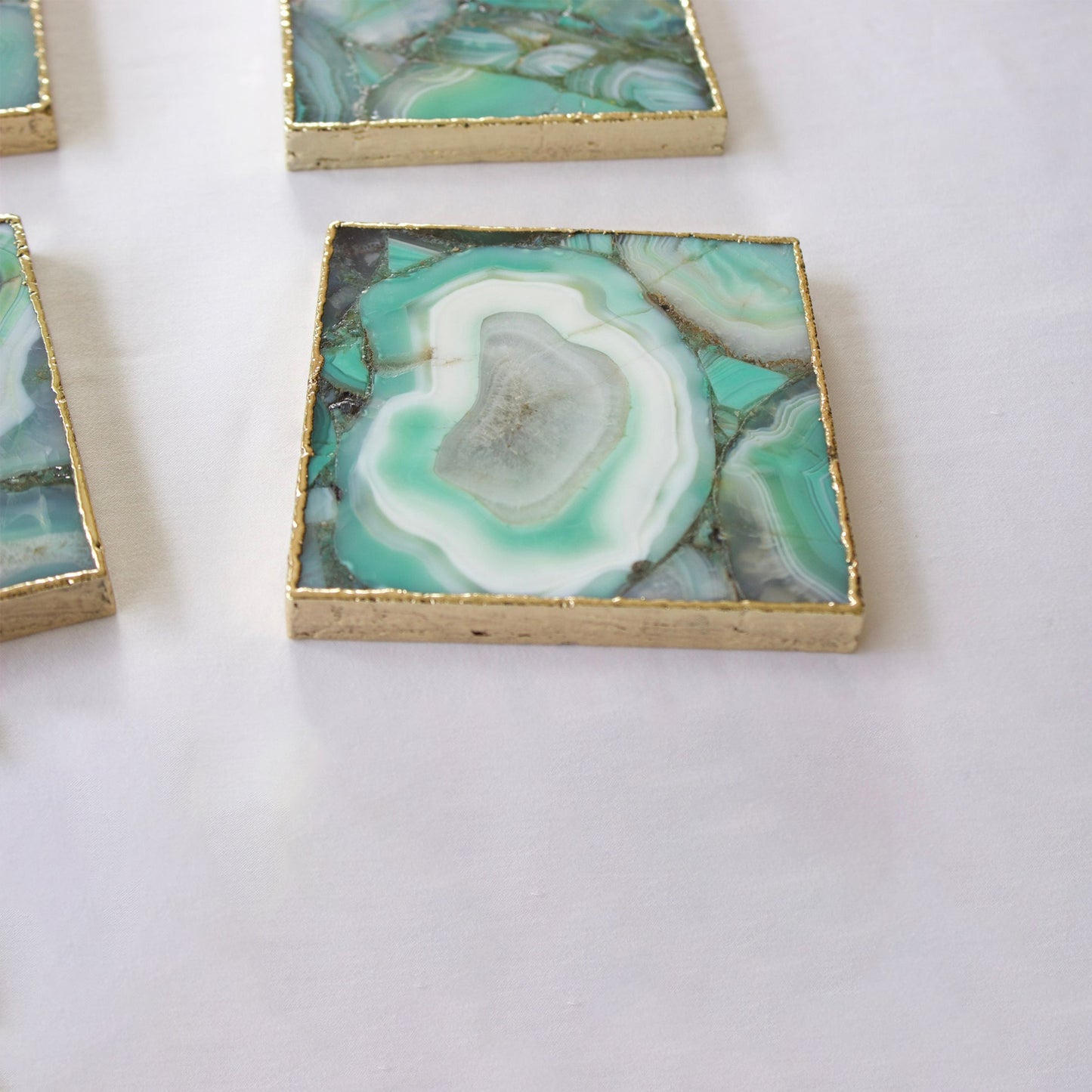 Green Agate - Set of 4 Large Square Coasters | Personalised Momentos