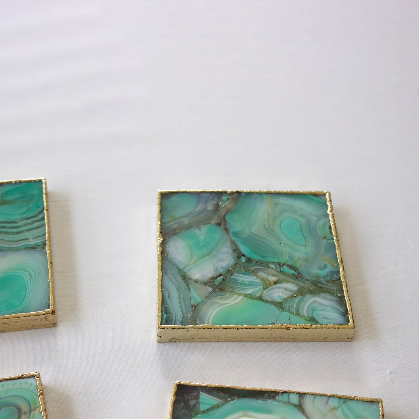 Green Agate - Set of 4 Large Square Coasters | Personalised Momentos