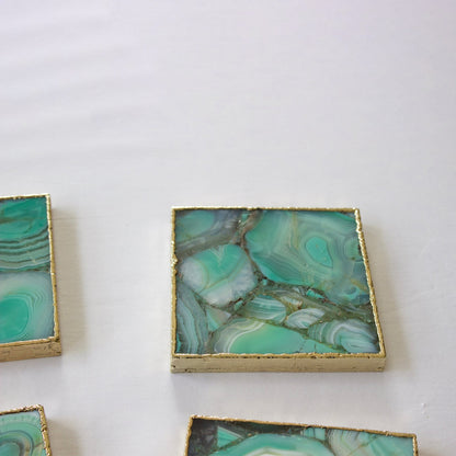 Green Agate - Set of 4 Large Square Coasters | Personalised Momentos