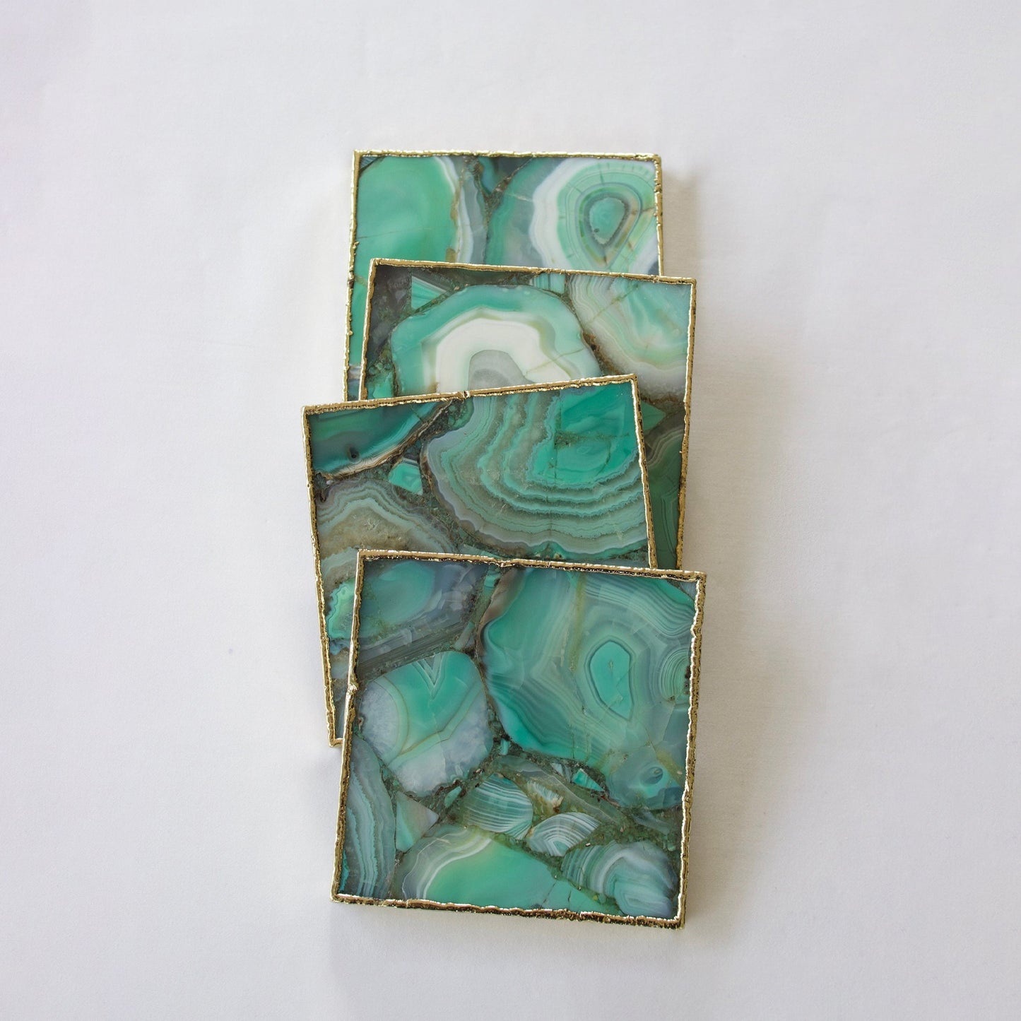 Green Agate - Set of 4 Large Square Coasters | Personalised Momentos
