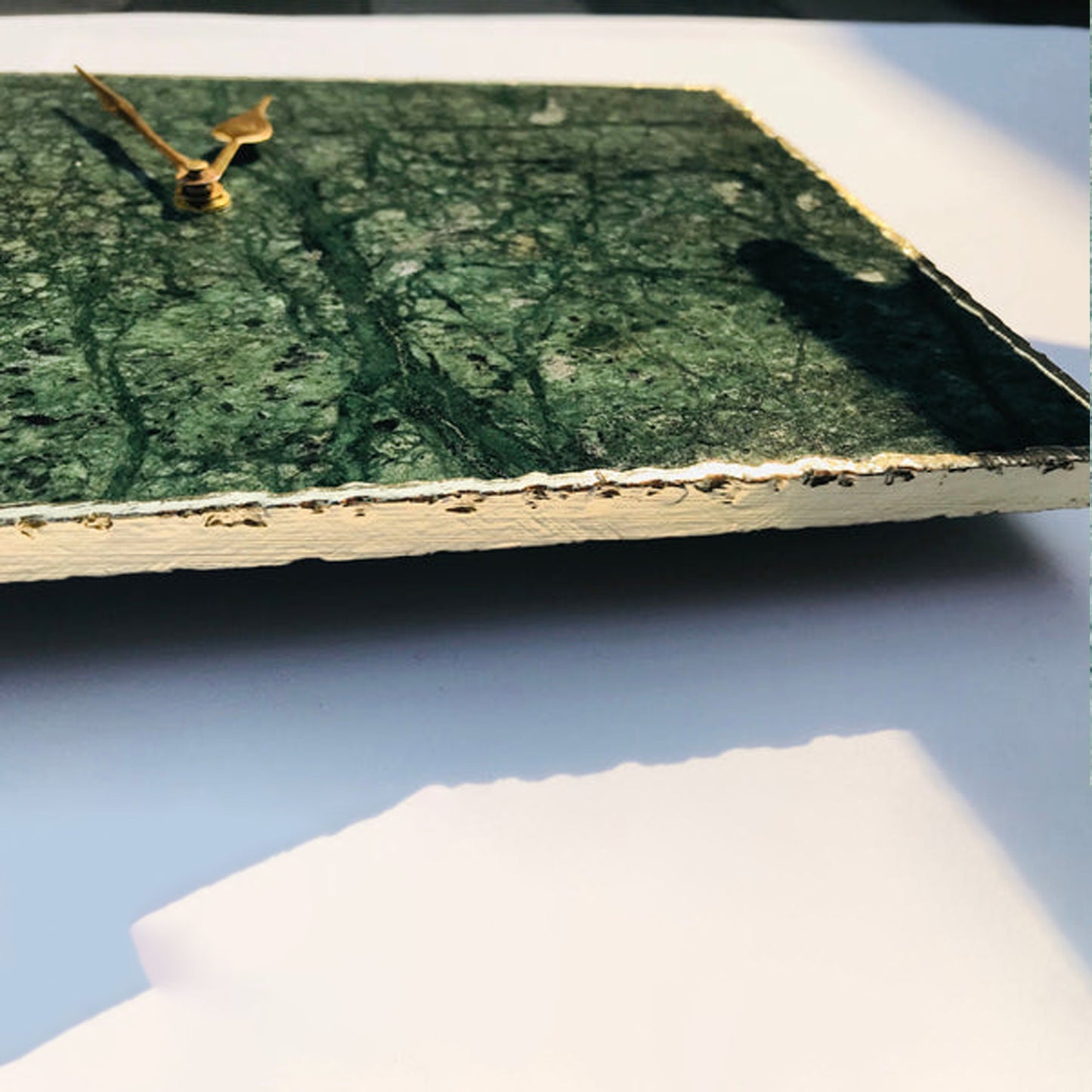 Green Marble Large Wall Clock/Personalised Momento