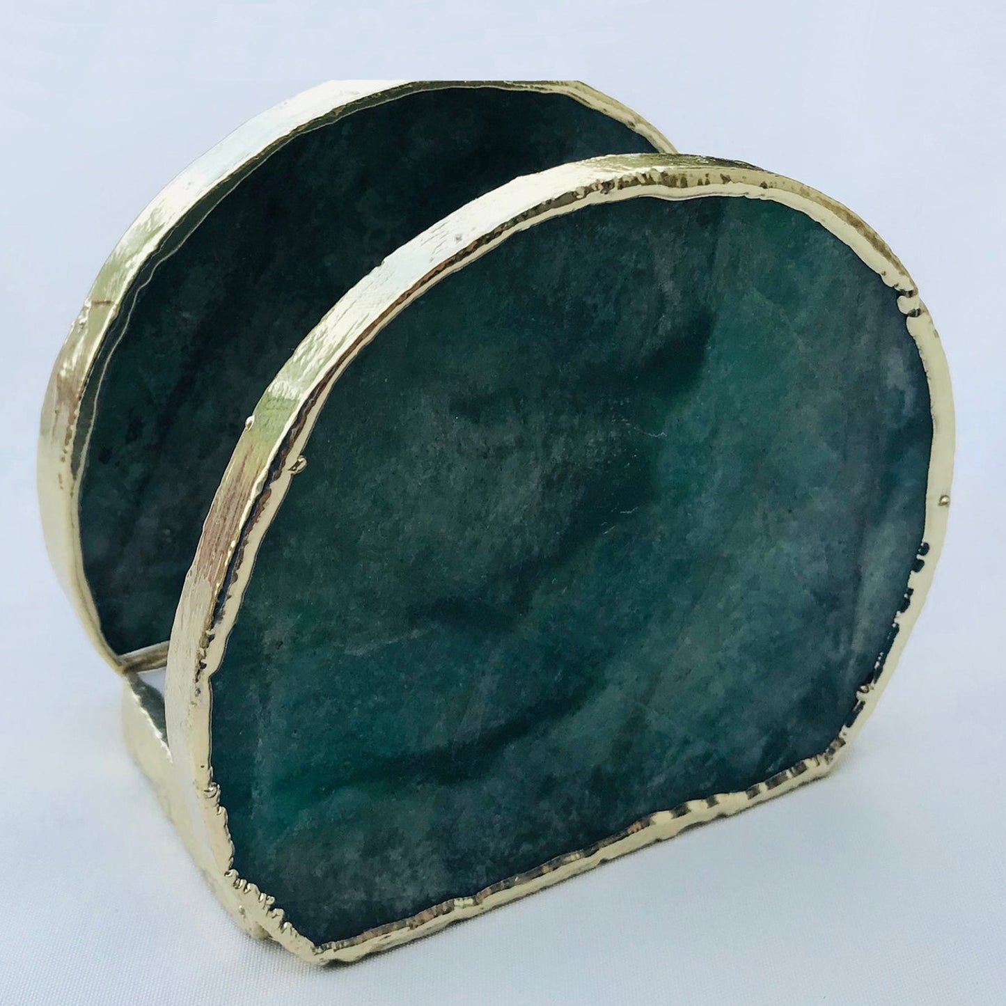 Hand Rounded Green Agate Napkin Holder/Natural Stone Napkin Holder/Paper Napkin Holder/Desk Napkin Holder/Picnic Holder