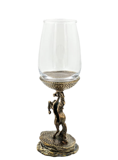 Set of 4 - Stallion Wine Glasses | Decorative Drinkware | Statement Barware | Antique, Gold or Silver Finish