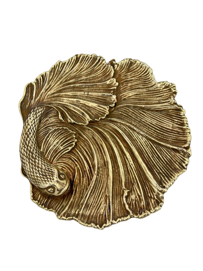 Fish Tray - Decorative Metal Tray | Small Plate | Centrepiece | Home Accent | Antique Gold or Silver Finish