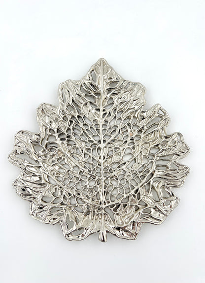 Skeletal Leaf Tray - Decorative Metal Tray | Small Platter | Centrepiece | Home Accent | Gold, Silver or Antique Finish