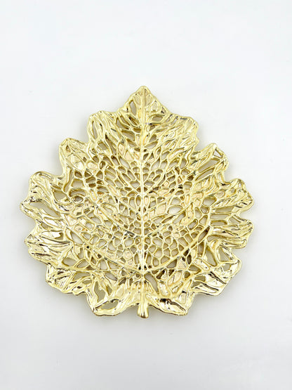 Skeletal Leaf Tray - Decorative Metal Tray | Small Platter | Centrepiece | Home Accent | Gold, Silver or Antique Finish
