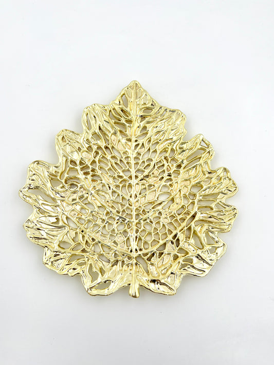 Skeletal Leaf Tray - Decorative Metal Tray | Small Platter | Centrepiece | Home Accent | Gold, Silver or Antique Finish