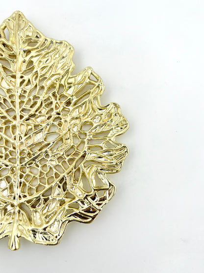 Skeletal Leaf Tray - Decorative Metal Tray | Small Platter | Centrepiece | Home Accent | Gold, Silver or Antique Finish