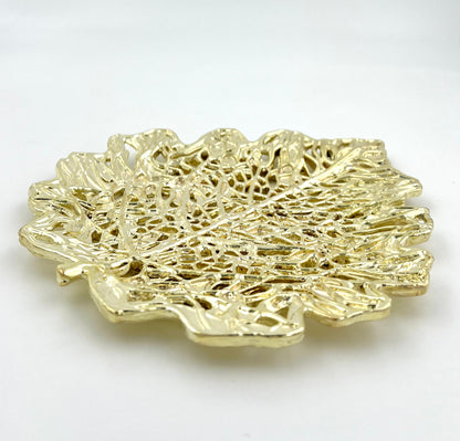 Skeletal Leaf Tray - Decorative Metal Tray | Small Platter | Centrepiece | Home Accent | Gold, Silver or Antique Finish