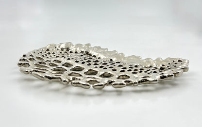 Fossil Inspired Decorative Tray – Electro-formed Sculptural Jewellery/Decor Dish | Gold or Silver Finish | Modern Coffee Table Accent