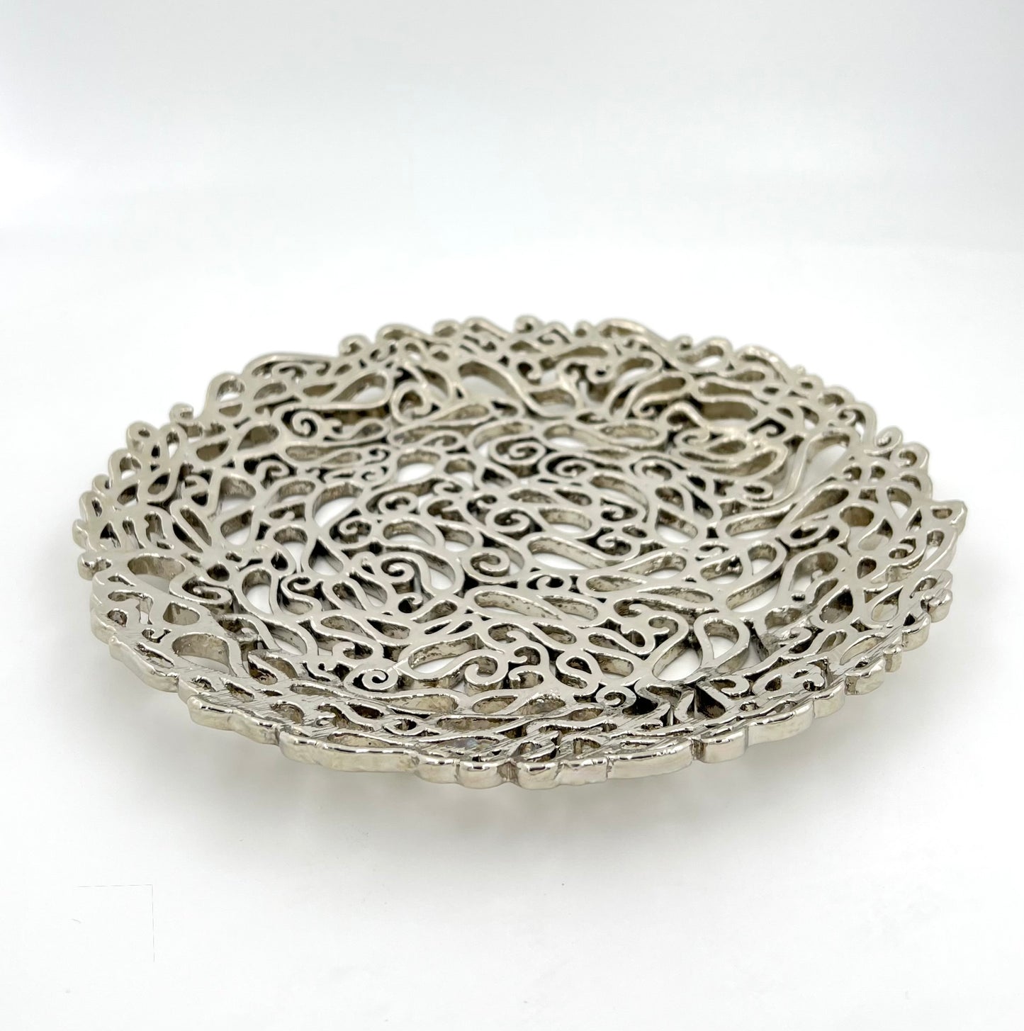 Lace Inspired Decorative Tray – Electro-formed Filigree Decor Dish, Fossil Style Art Platter in Gold or Silver Finish