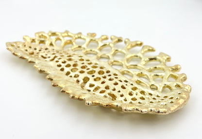 Fossil Inspired Decorative Tray – Electro-formed Sculptural Jewellery/Decor Dish | Gold or Silver Finish | Modern Coffee Table Accent