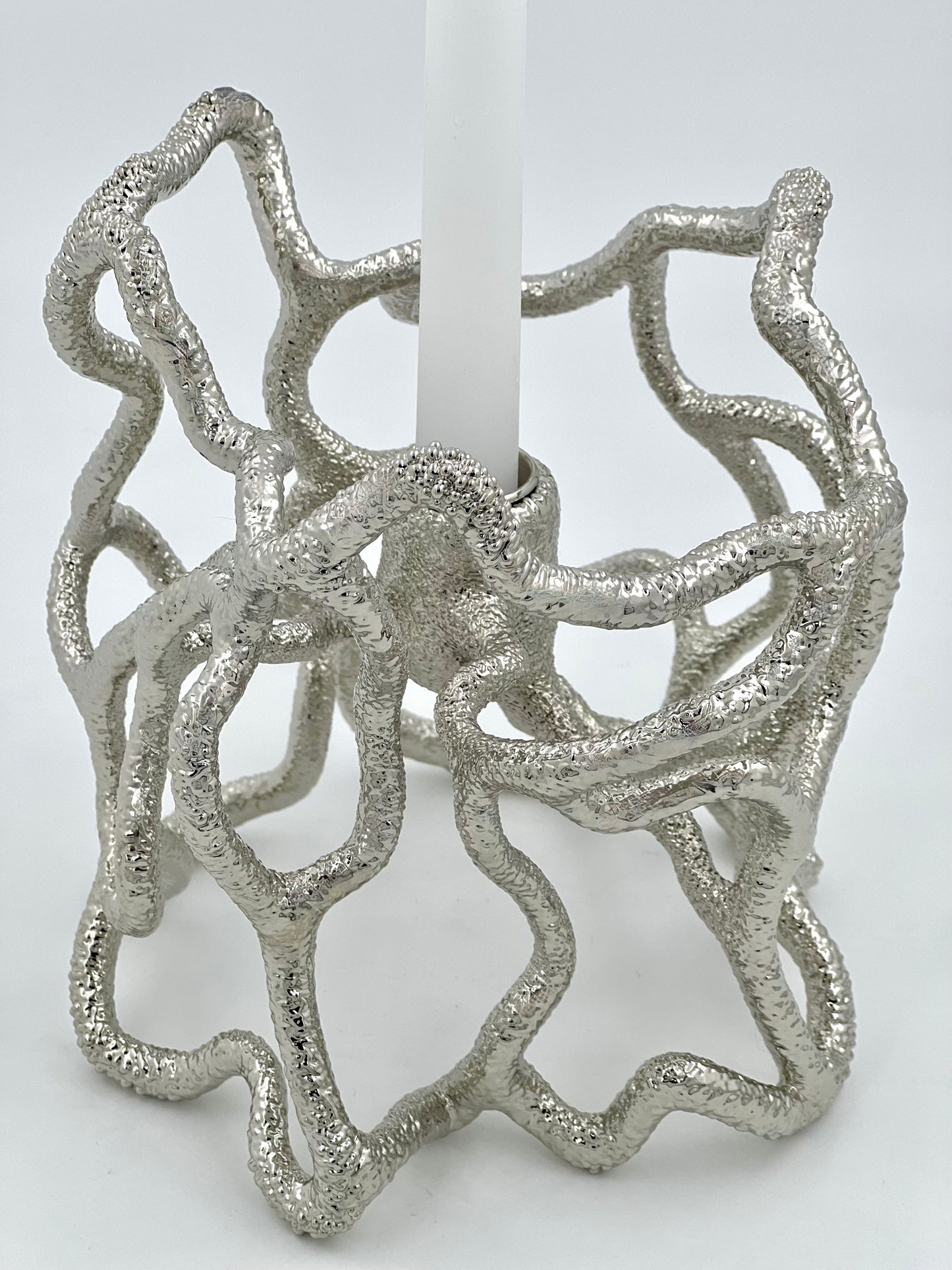 Organic Abstract Candle Holder - Electro-formed Sculptural Taper Candle Stand | Gold, Silver or Antique Finish